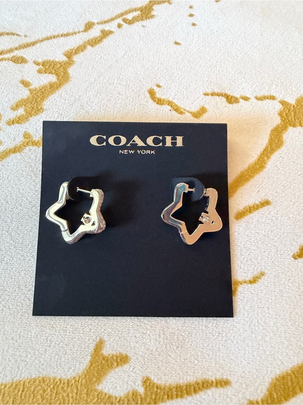 Coach Silver Crystal Star-Shaped Earrings